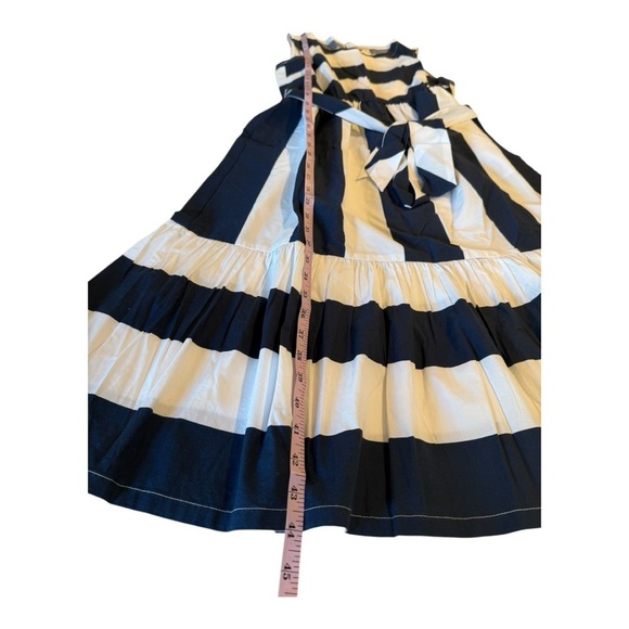 J. Crew **Navy Bold Stripe Poplin Midi Dress with Pocket Size 8P with No belt - Picture 9 of 14